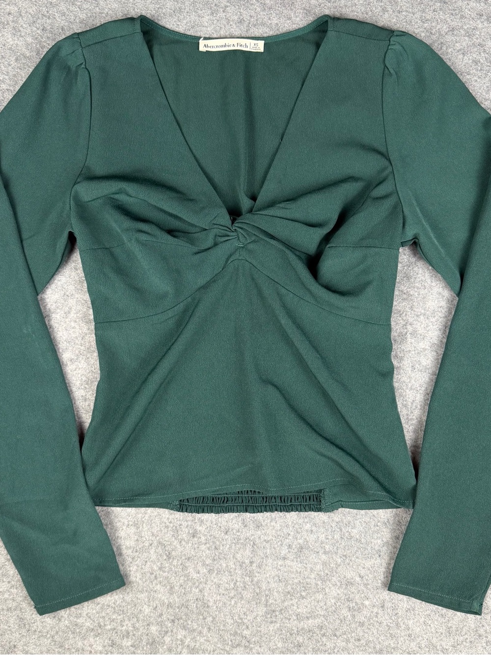 Abercrombie Fitch Emerald Green Twist Front Long Sleeve Blouse Top XS